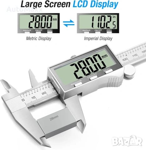 Цифров шублер Ueznirn, 150 мм шублер от неръждаема стомана с голям LCD екран,водоустойчив , снимка 2 - Измервателни инструменти - 53982681
