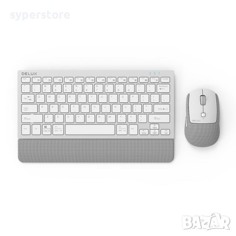 2 в 1 Комплект клавиатура и мишка Безжични Delux K3300G+M520GX Сребрист, снимка 1 - Клавиатури и мишки - 39067005