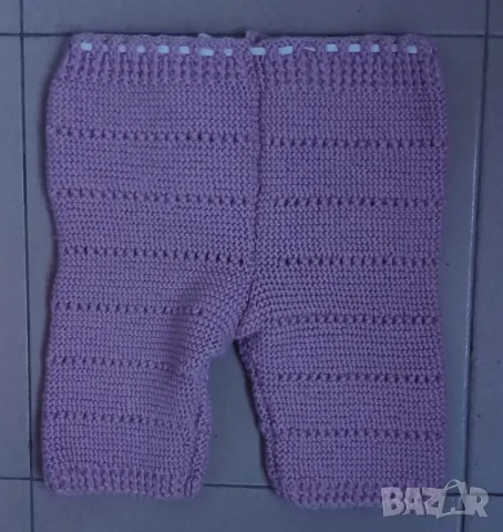 Бебешки вълнени ръчно плетени чорапки и детско розово плетено късо панталонче., снимка 5 - Бебешки чорапи - 48487163