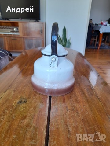 Стар емайлиран чайник #46, снимка 4 - Антикварни и старинни предмети - 38004872