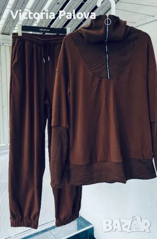 Красив анцуг/ комплект кежуал цвят кафе, снимка 2 - Комплекти - 49730111