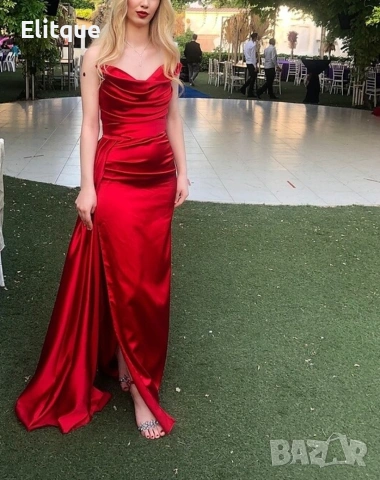 ⭐️Дълги сатенени рокли с цепка, снимка 2 - Рокли - 53195553