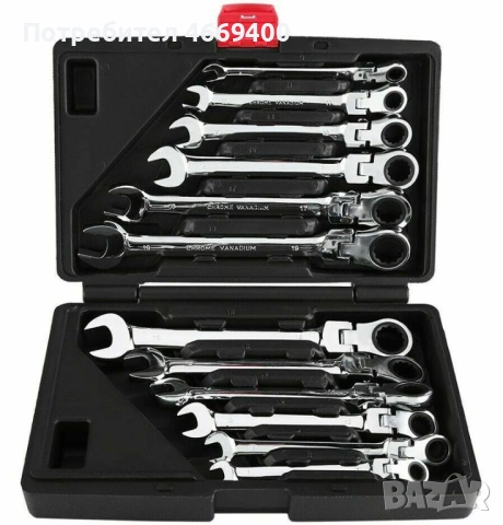Нов комплект гаечни ключове с тресчотка в куфар