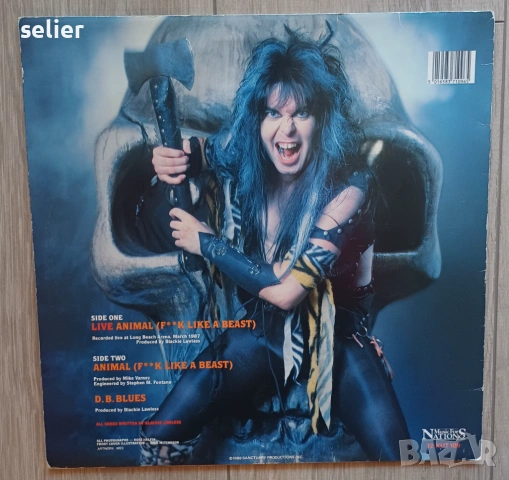 W.A.S.P. – Live Animal (F**k Like A Beast) Maxi Single 12 Издание 🇬🇧 UK 1988г Състояние на винила:, снимка 2 - Грамофонни плочи - 54317854