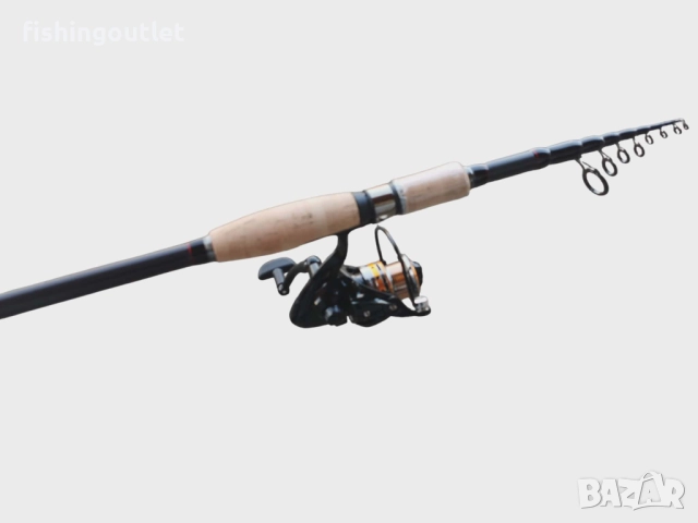 Комплект карбонов телескоп 2.4 - 3.0м, макара 10 лагера,корда и блесни, снимка 4 - Въдици - 52852409