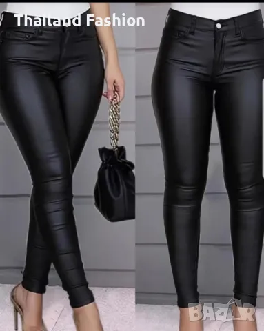 Дамски кожен панталон, дънки, клин, снимка 2 - Дънки - 49115891