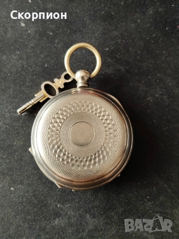 Швейцарски джобен часовник 1900г. с посребрени капаци - с ключе - ПЕРФЕКТЕН - ПРОМОЦИЯ, снимка 3 - Джобни - 48361698