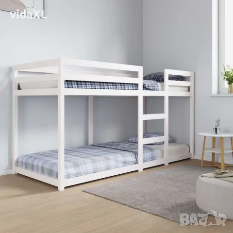 vidaXL Двуетажно легло, бяло, 80x200 см, борово дърво масив, снимка 2 - Спални и легла - 56148051