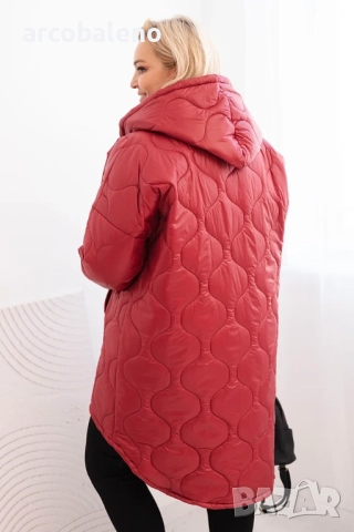 Дамско преходно яке Plus Size, ватирано с качулка, 10цвята , снимка 4 - Якета - 52951106