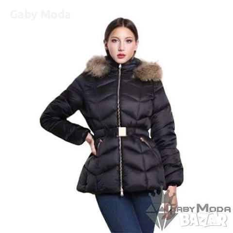 Дамско зимно яке с колан в два цвята, снимка 2 - Якета - 51065664