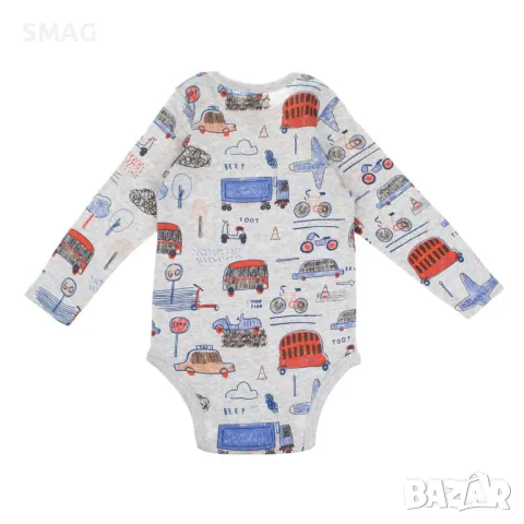Бебешко боди памучно сиво с коли S_1245622, снимка 3 - Бодита за бебе - 49897363