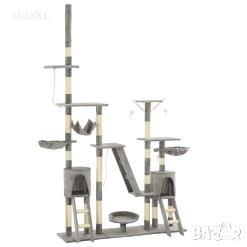 vidaXL Котешко дърво със сизалени стълбове, 230-250 см, сиво(SKU:170617), снимка 1