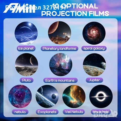 USB 360° LED Въртящ се Галактически Светлинен Проектор,LED Атмосферна Лампа, снимка 2 - Декорация за дома - 54166947