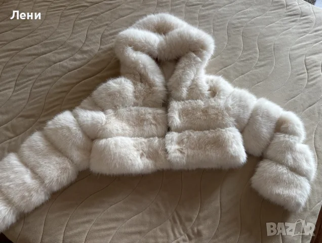 Бяло пухено яке fur coat , снимка 5 - Якета - 56293335