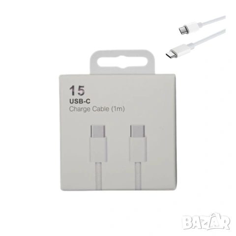 Кабел за данни 1TECH USBCC-1M, Type-C към Type-C, PD30W, 1.0m, Бял, снимка 6 - USB кабели - 54364736