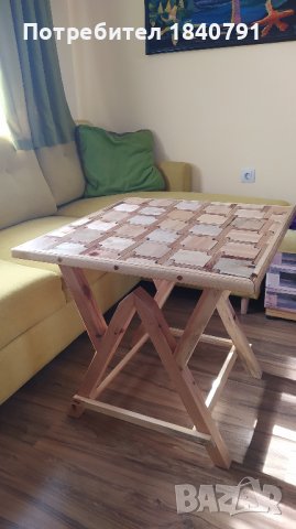 Малка маса – ръчна авторска изработка – бук/бор, снимка 4 - Маси - 42793399