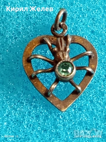 Винтидж сребърен медальон Love Bug Любовно буболече с Топаз много красив стилен дизайн 52579, снимка 5 - Колиета, медальони, синджири - 53059877