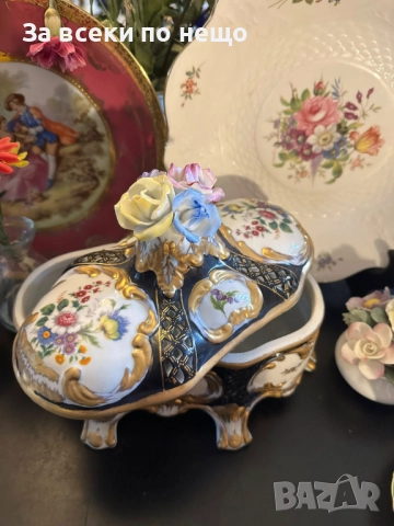 Dresden Porcelain RK Richard Klemm Germany  Circa 1904 Oval Footed Lidded Dresser Jewelry Код P1746, снимка 14 - Декорация за дома - 52980487