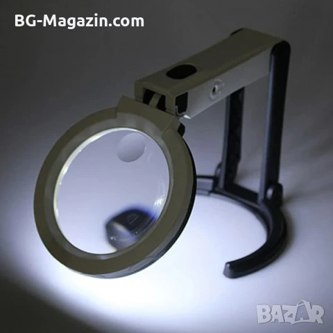 Голяма увеличителна ръчна и настола лупа с лед осветление лампа стъклена за четене шиене бродиране, снимка 6 - Други инструменти - 50921099