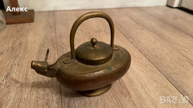 Античен меден чайник, бик– малък, масивен!, снимка 6 - Антикварни и старинни предмети - 44248243