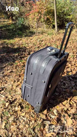 Куфар от плат, цвят петрол, твърда рамка, заключване., снимка 4 - Куфари - 47901856