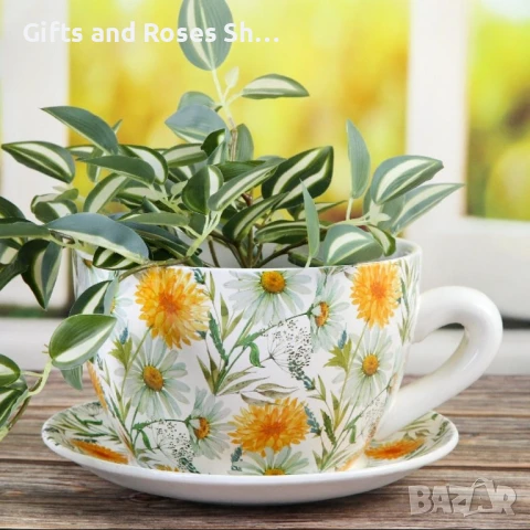 Керамична саксия с подложна чинийка, снимка 1