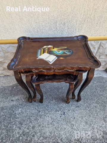 К- т от три броя антикварни дървени масички, снимка 4 - Антикварни и старинни предмети - 47384656