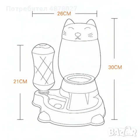 Автоматична хранилка и поилка 2в1 за кучета и котки, снимка 5 - За котки - 56128682