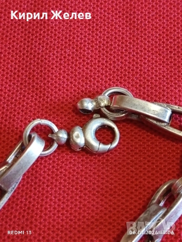 Сребърен ланец плетка тип ГРЪЦКИ КЛЮЧ масивен фешън модел много красив 21295, снимка 3 - Колиета, медальони, синджири - 53005427