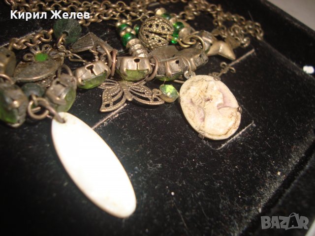 РЕТРО ОГЪРЛИЦА с КАМЕЯ ОЛИВИН СЕДЕФ БРОНЗОВ ВИНТИДЖ ГЕРДАН 4965, снимка 9 - Антикварни и старинни предмети - 30665889