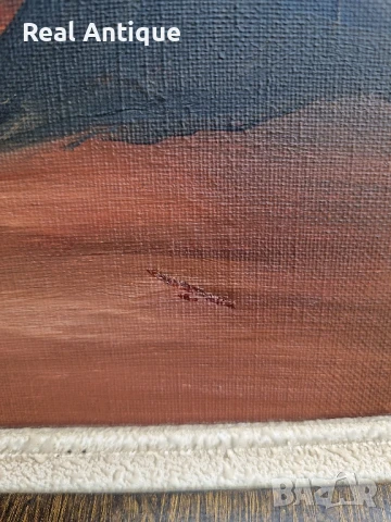 Уникална антикварна авторска майсторска белгийска картина масло върху платно, снимка 8 - Антикварни и старинни предмети - 51050177