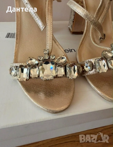 ASOS Луксозни дамски златисти сандали с камъни, снимка 10 - Сандали - 54216887