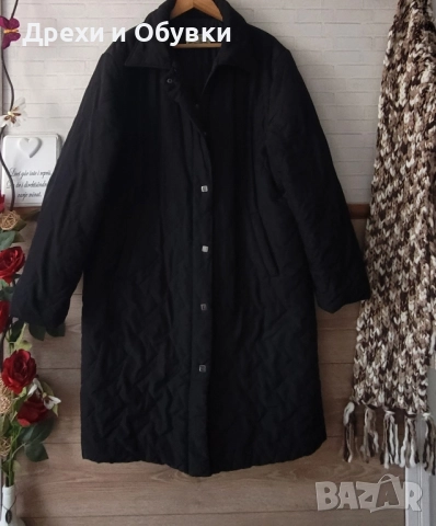 Черно дълго зимно яке ХЛ , снимка 2 - Якета - 48757513