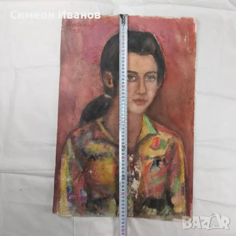 Интересна стара картина акварел портрет подписана SG2023, снимка 8 - Картини - 47577187