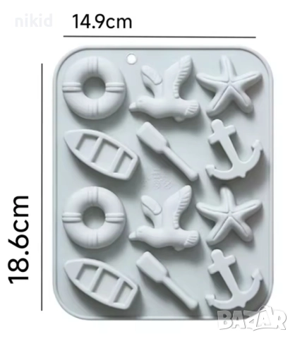 пояс котва лодка чайка морски силиконов молд форма калъп за фондан шоколад гипс бонбони, снимка 3 - Форми - 52370075