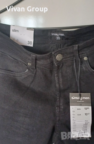 НОВИ Черни мъжки дънки W30, снимка 2 - Дънки - 52491877