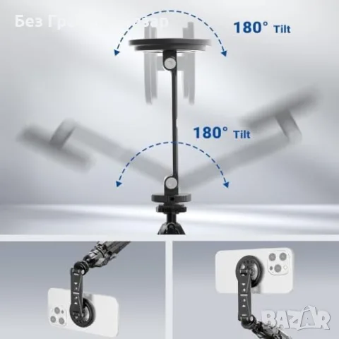 Нова NEEWER DS031 MagSafe стойка за телефон 180° статив iPhone Samsung Самсунг Айфон държач, снимка 4 - Селфи стикове, аксесоари - 56216231