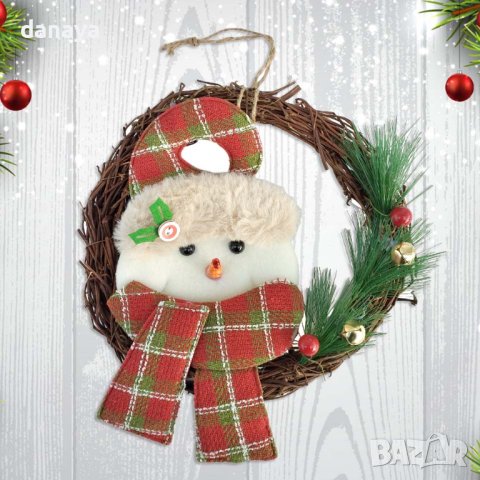 4156 Декоративен коледен венец Снежко, 20 см