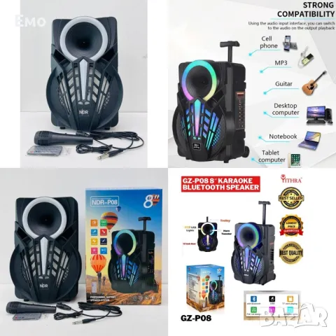 Промоция: Караоке тонколона с Bluetooth NDR-P08 8 инча'' и микрофон