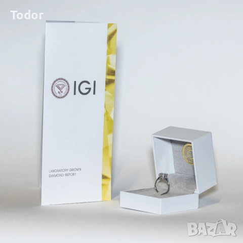 Годежен диамантен пръстен, снимка 7 - Пръстени - 53284664