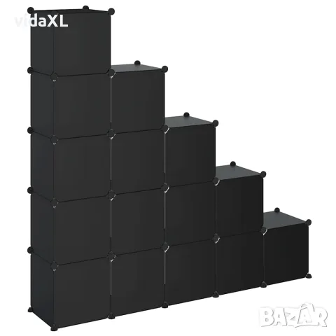 vidaXL Органайзер с кубични отделения, 15 куба, черен, PP, снимка 7 - Кутии за съхранение - 56147163