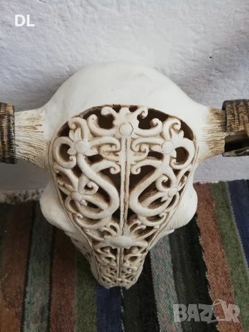 Резбован череп с разглобяеми Рога, снимка 2 - Декорация за дома - 50574311