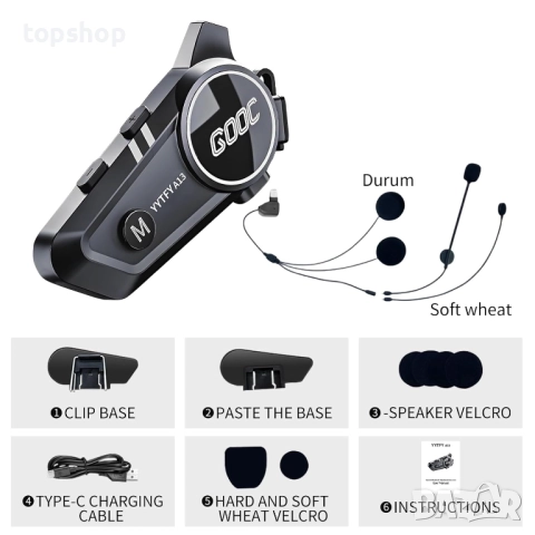 Нов интерком за каска YYTFY Мотоциклетни Bluetooth слушалки с гласов асистент, интерком слушалки..., снимка 8 - Аксесоари и консумативи - 51716444