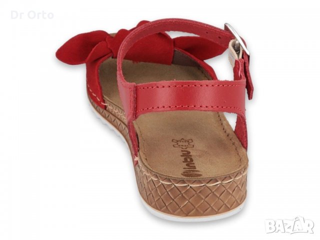 INBLU Италиански дамски анатомични сандали от естествена кожа, Червени, снимка 2 - Сандали - 29479027