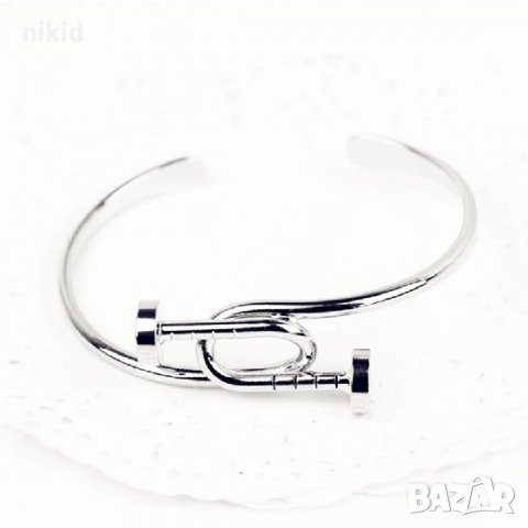 2 пирона пирони пирон златиста сребриста отворена твърда гривна , снимка 4 - Гривни - 28863121