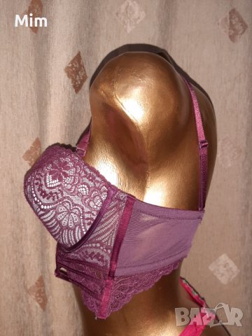 80 D Дантелен сутиен цвят бордо сутиен в червен сатен , снимка 4 - Бельо - 38721693