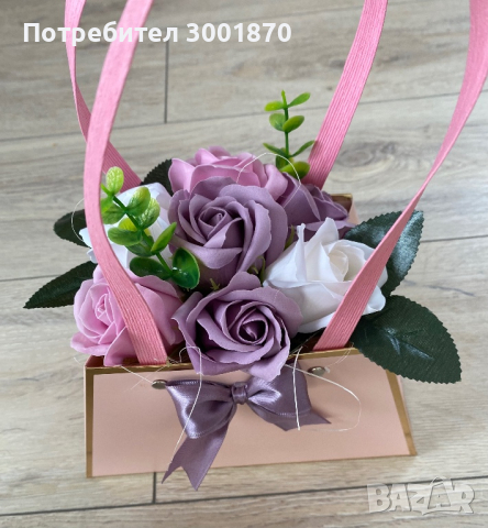 Аранжирани сапунени рози в кутии 8 март-Свети Валентин подарък цветя, снимка 5 - Изкуствени цветя - 44247040