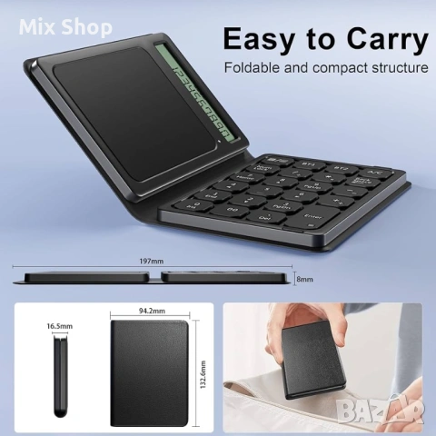 Нова Bluetooth цифрова клавиатура, сгъваема 2.4G безжична цифрова клавиатура с дисплей, снимка 8 - Друга електроника - 53910922