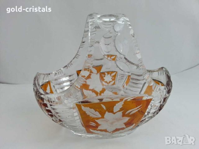 Кристална кошница купа цветен кристал, снимка 2 - Антикварни и старинни предмети - 29702522