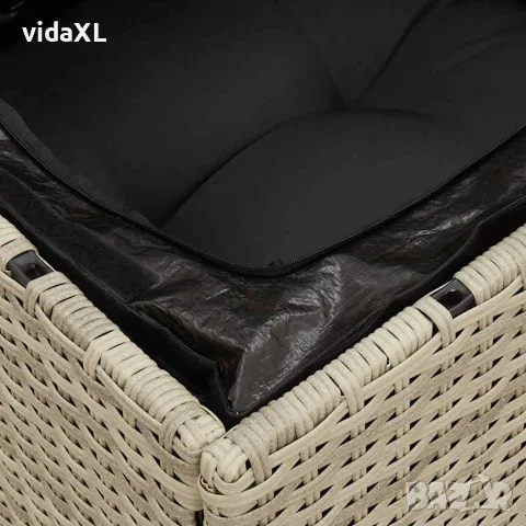 vidaXL Външен стол без подлакътници с възглавници светлосив полиратан, снимка 10 - Градински мебели, декорация  - 56147334